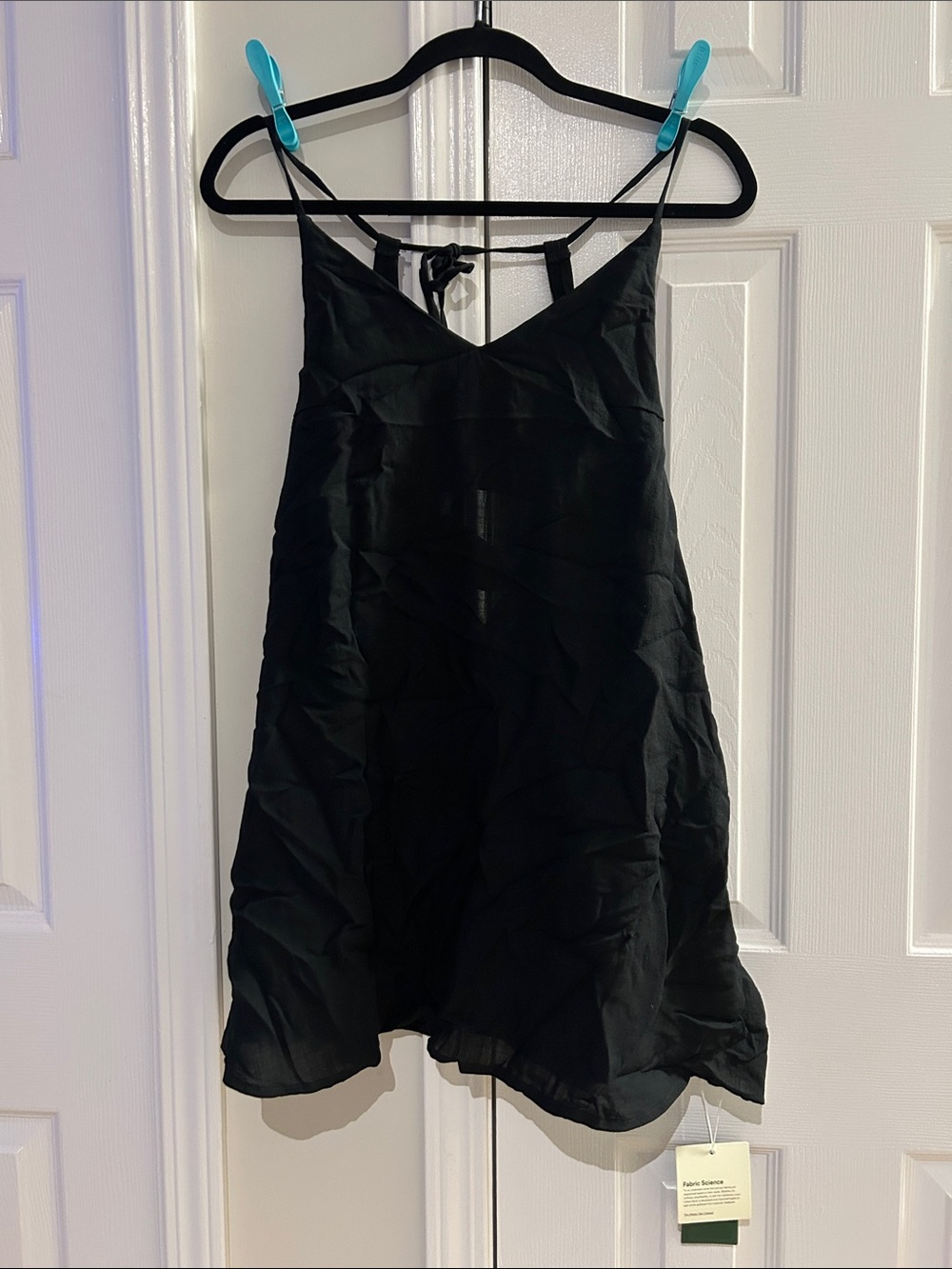 HALARA Black Mini Slip Dress with Spaghetti Straps